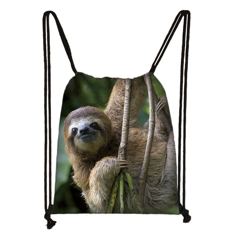 Cute Animal Sloth Print Drawstring Bag Ladies Storage Bag Women Shopping Bags Teenager Boys Girls Backpack Bookbag: skdsloth03