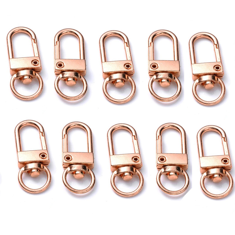 10pcs Carabiner Metal Lobster Clasp Hooks Gold Silver DIY Bag Luggage Accessories DIY Jewelry Finding Making Supplies Keychain: Rose Gold