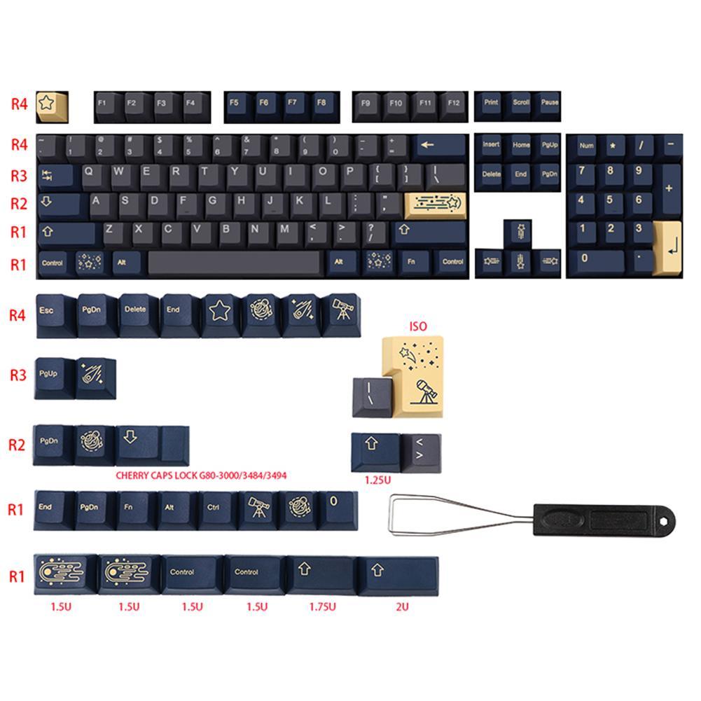 1 Set GMK Stargaze Keycaps PBT 5 Sides Sublimation Key Caps MX Profile Keycap With 1.75u 2u Shift 1.5U Cute Keyboard Keycaps
