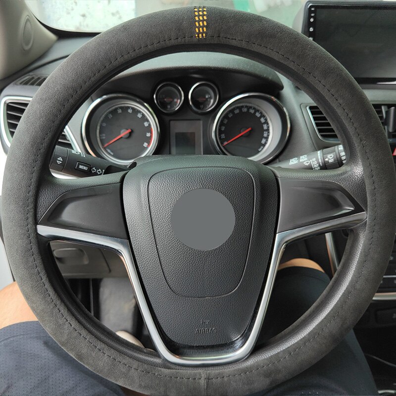Auto Stuurhoes, Ultra-Dunne, Antislip, D-Vormige Ronde, Ademend, suede Cover Voor Alle Seizoenen Interieur Onderdelen