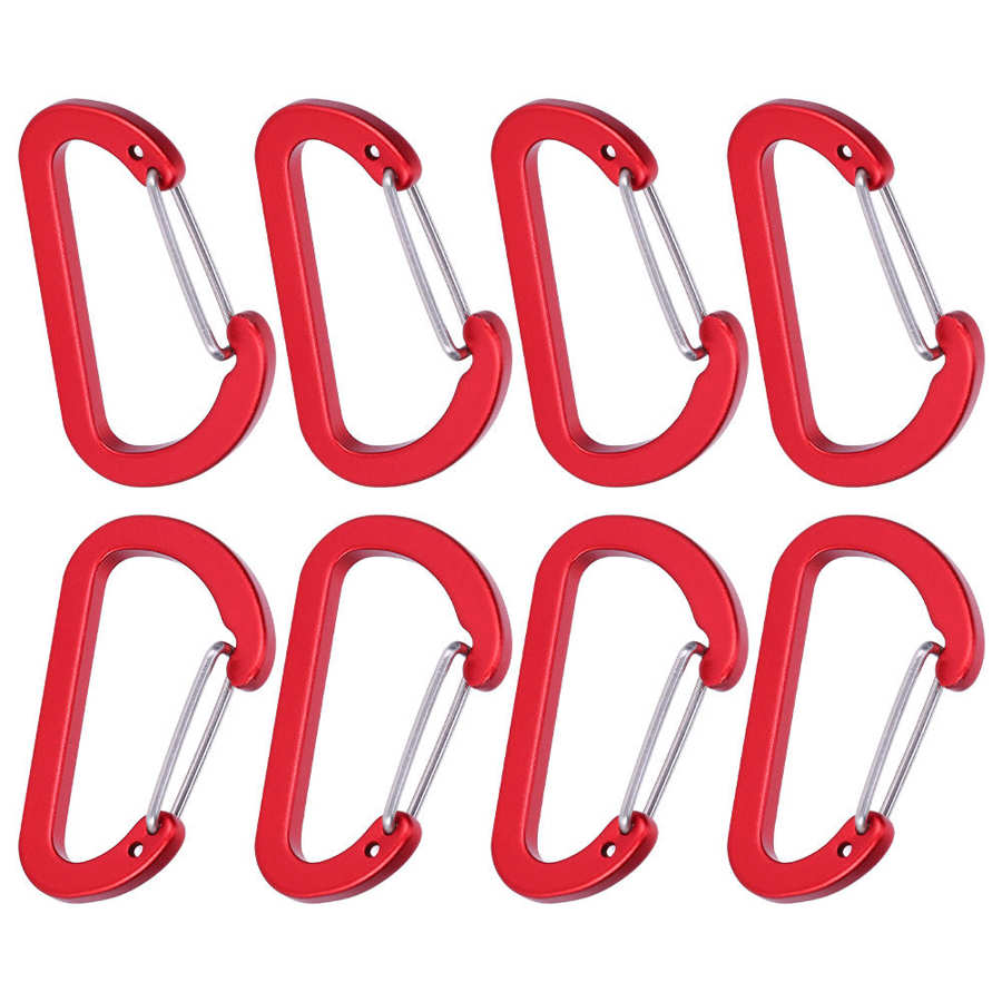 8 Stuks Rode D Ring Clip Haak Aluminium Carabiner D Ring Snap Hook Sleutelhanger Outdoor Camping Klimmen Snap Clip Lock gesp Haak