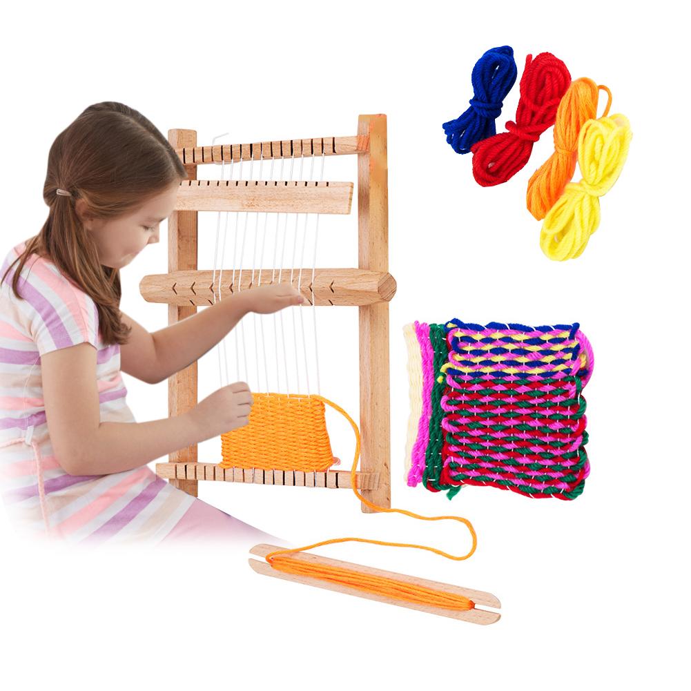 Wooden Weaving Loom Kit With Yarn Nylon Rope Weaving Wooden Sewing Machine DIY Wool Hook Looms Household Supplies