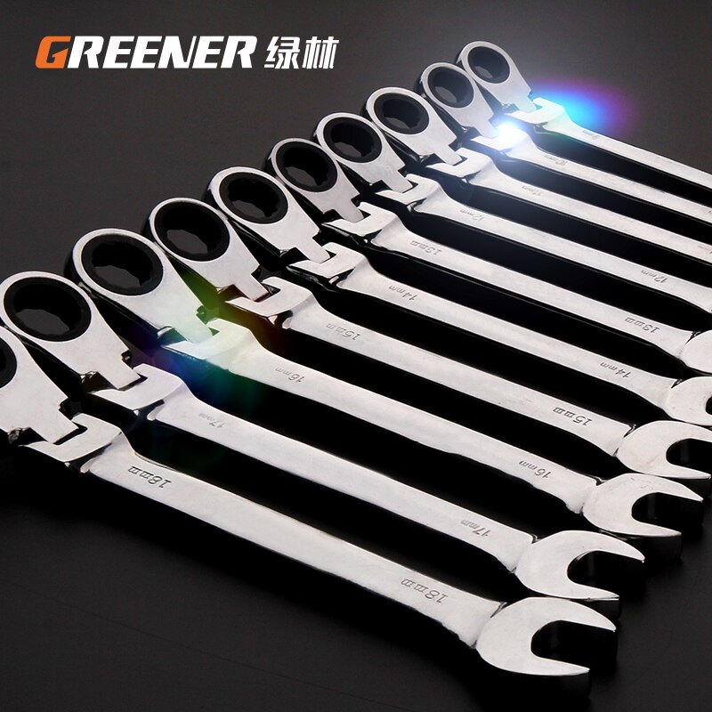 Greener Key Wrench Set,Car Repair Spanner Kit,Hand Tool,Ratchet Wrench,Chrome Steel Movable Head Set Tool,Wrench Universal Key