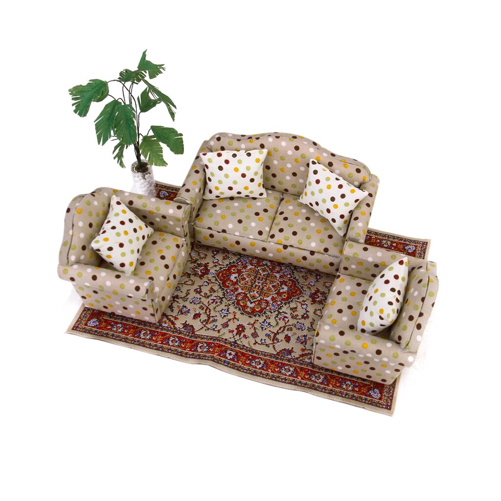 Imitated Dollhouse Plant Glass and Fabric Green Plant Miniature Collection