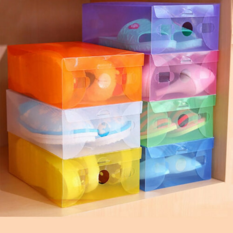 10 Uds. Caja organizadora de zapatos transparente caja de almacenamiento a prueba de polvo armario de zapatos superpuesto Clamshell organizador de zapatos Zapatero PVC