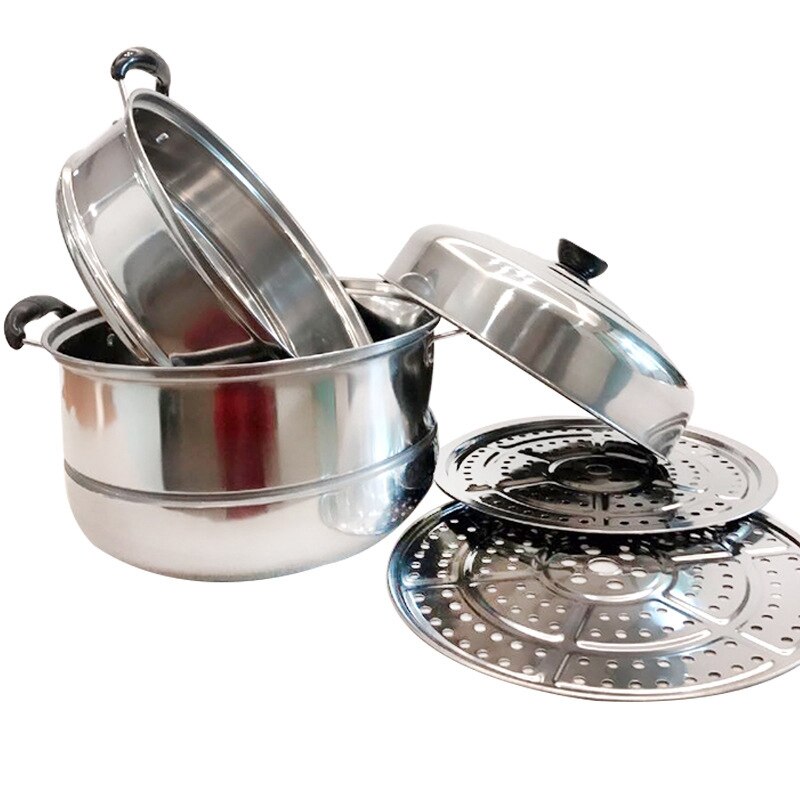 Stainless Steel Three Layer Thick Steamer Pot Soup Steam Pot Universal Cooking Pots for Induction Cooker Gas Stove
