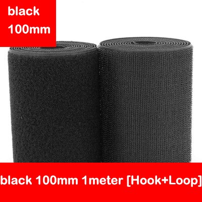 10Cm Breedte Klittenbandsluitingen Tape Geen Lijm Haak Loop Sluiting Tape Naaien Magic Tape Sticker Velcroing Strap Naaien Diy Ambachten kleding: black 100mm 1meter