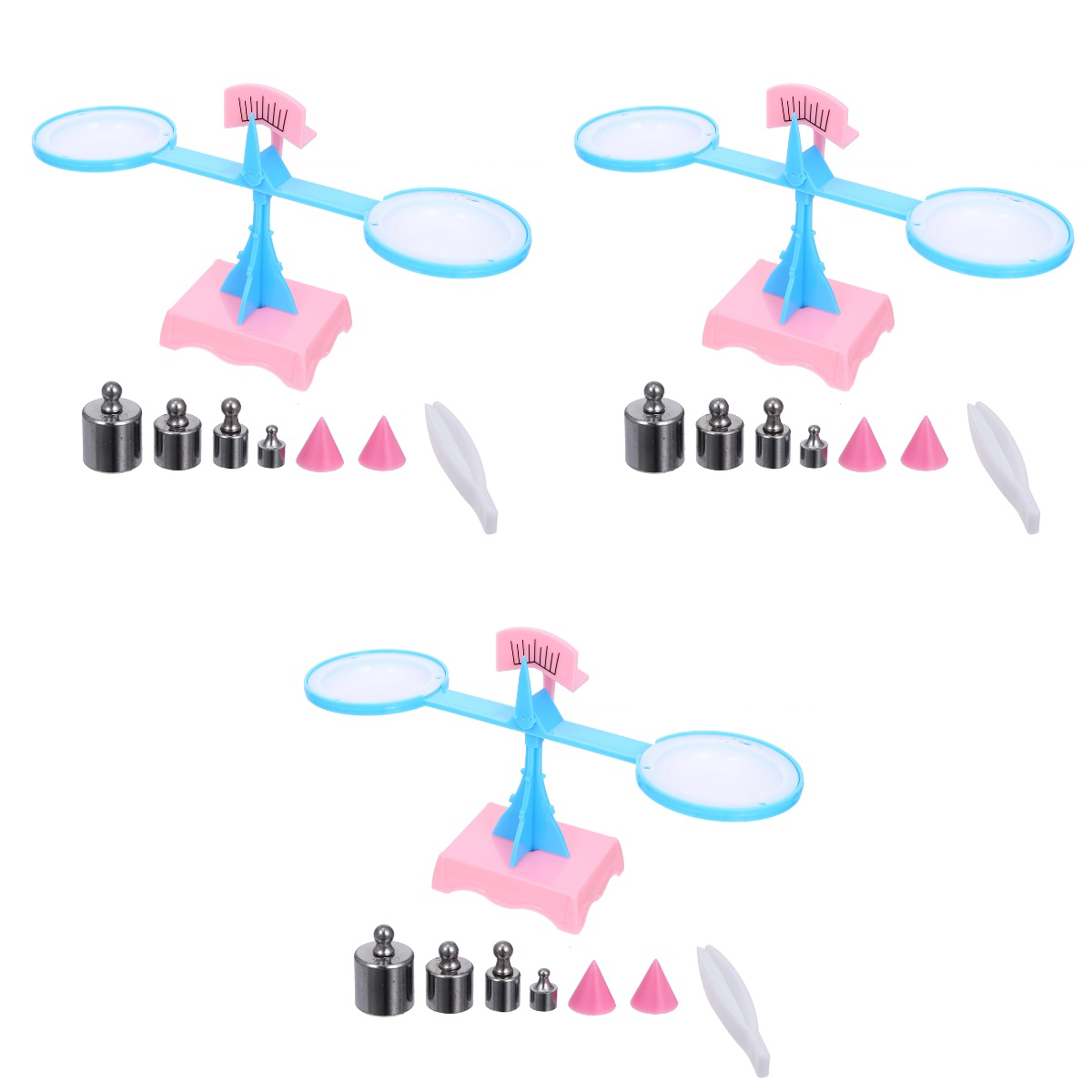 3 Sets of Kid Science Laboratory Equipment Student Tray Balance Simple Balance