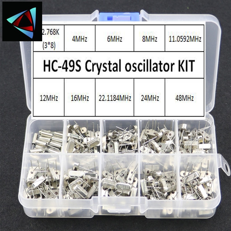 10Values HC-49S Quartz Resonator DIP Crystal Oscillator Kit 4MHz 6MHz 8MHz 12MHz 16MHz 24MHz 25MHz 48MHz 2Pin diy electronic set