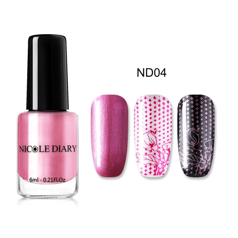 Nicole Dagboek 6 Ml Metallic Stempelen Nagellak Nail Kleur Print Nail Art Shimmer Diy Nail Art Varnish: ND04