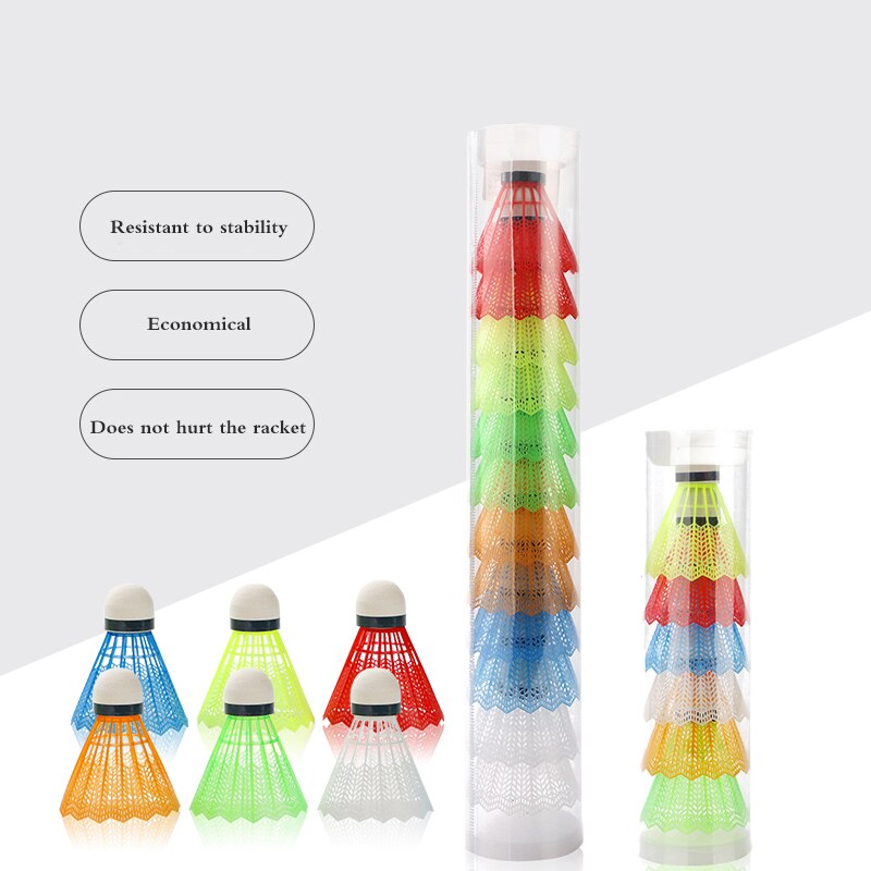 12Stck einstellen Badminton Bälle Federbälle Bunte PC Nylon Badminton Bälle draussen Sport Fitnessstudio Fitness Schaum Kopf Federball Bälle