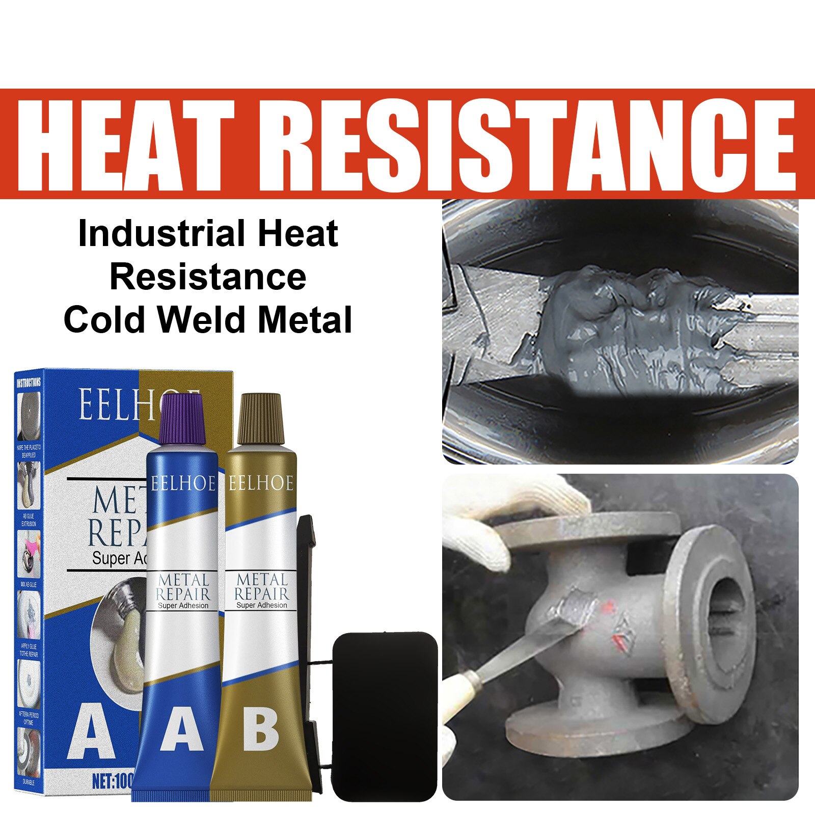 Auto Repair Welding Repair Agent AB Glue Cast Iron Sealant Defect Repair High Temperature Fast Drying Waterproof Welding Glue