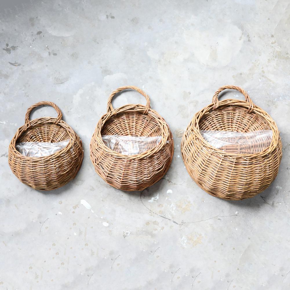 Plant Hanging Basket Pastoral Round Ornamental Multi-purpose Wicker Hanging Baskets Flower Baskets Gardening Supplies