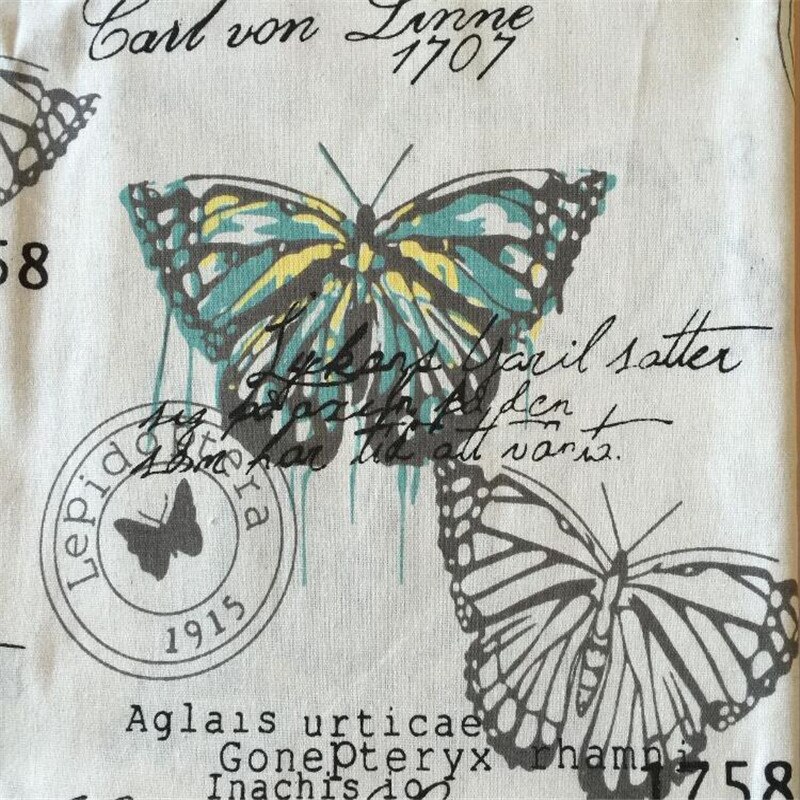 Printed Linen Cotton Fabric Patchwork Sewing Cotton Linen Fabric Butterfly Printed DIY Quilting Canvas Material For Home Textile