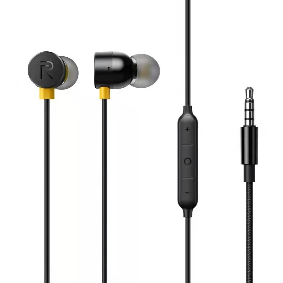 Realme buds 2 original – 3.5mm kabelgebundene stereo-kopfhörer mit bassmusik, sportkopfhörer, laufkopfhörer, freisprechfunktion mit mikrofon