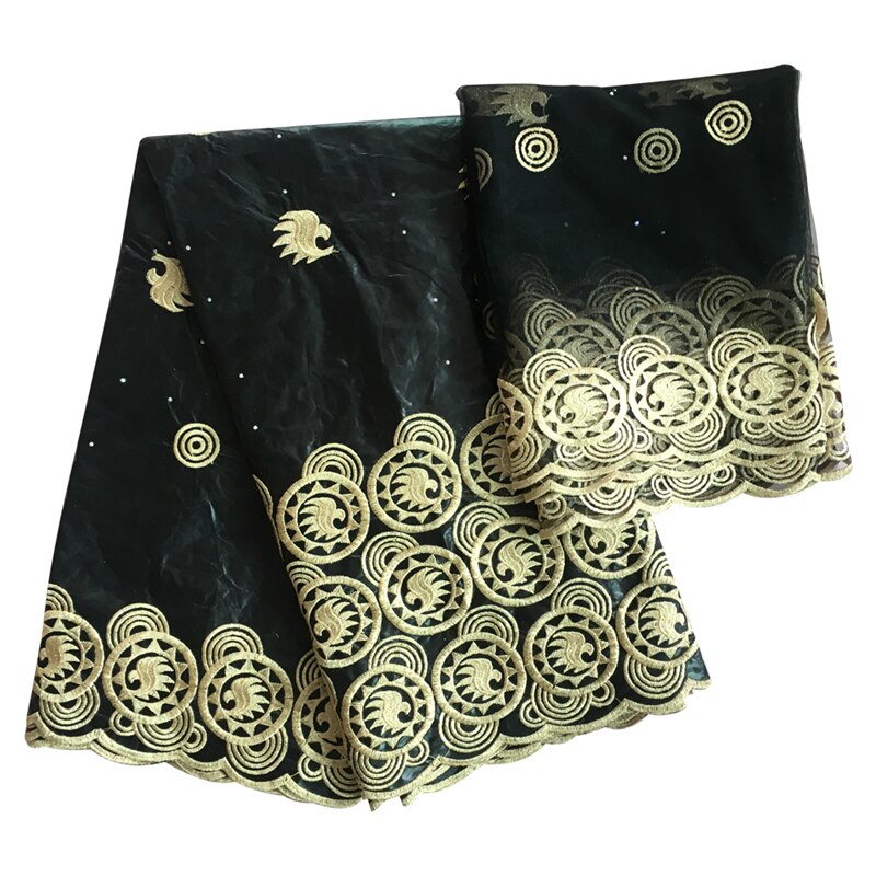 bazin rich getzner austria cotton patchwork fabrics african bazin brode getzner embroidered tulle fabric headtie 5+2 yards/lot: Black