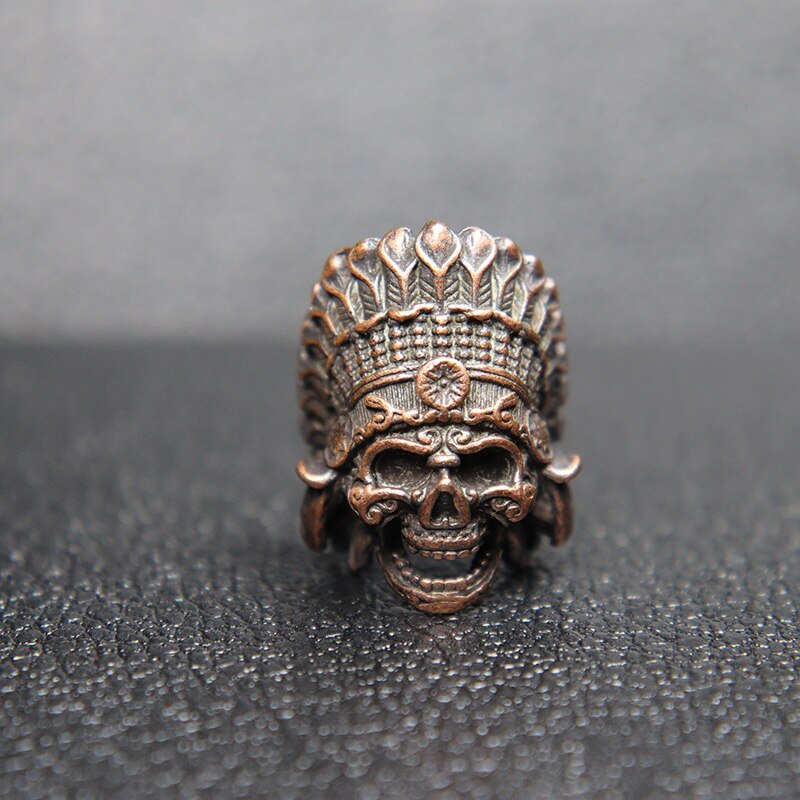 Cuentas de Paracord para la fabricación de joyas, suministros de latón, jefe Tribal africano, Faraón, Calavera, espaciador, cuentas, pulseras DIY, accesorios para: Red Copper