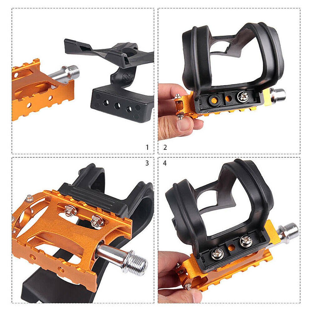 Cycling Pedal Clip Road Bike Mountain Bike Black Strapless Toe Clips With Screws Cycling Accessories