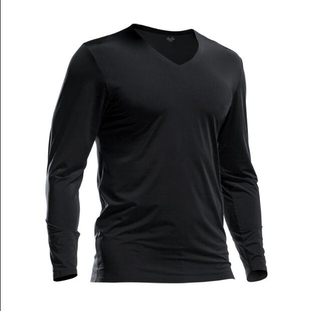 Underkläder herr långkalsonger topp termisk v-ringad bomull spandex märkeskläder is siden topp asiaskin: Svart / Xxxl