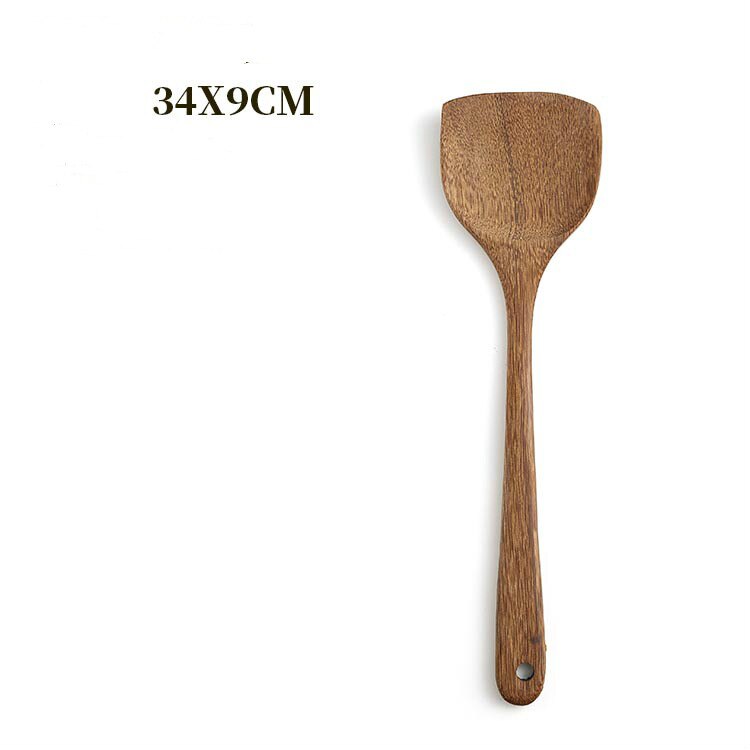 Wood Kitchenware Nonstick Wing Wood Cookware Set shovel Colander Spatula Spoon Cooking Set Kitchen Utensil: Dark Khaki
