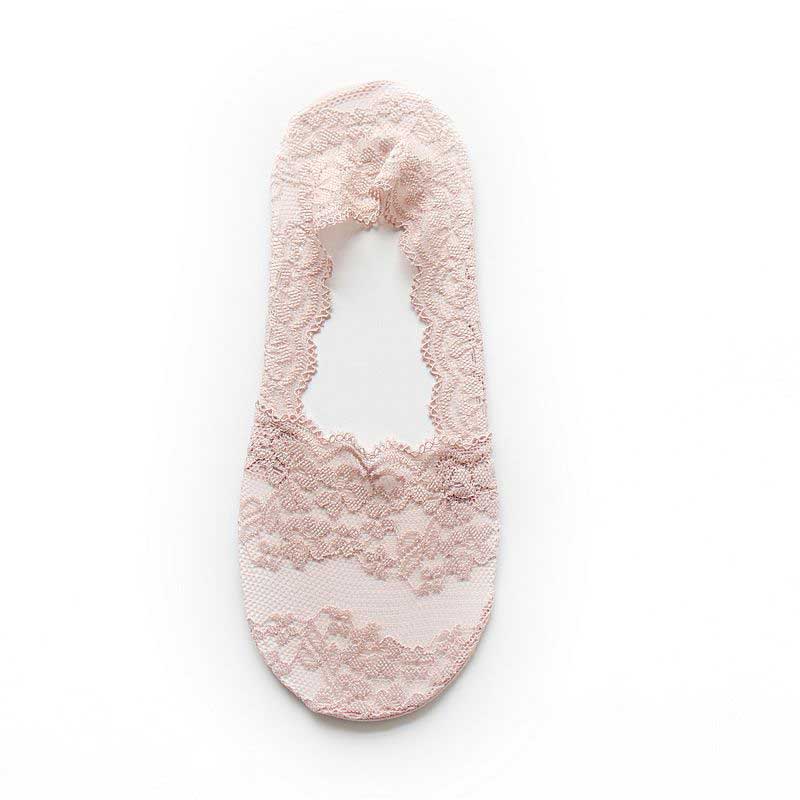 Silicone shallow Socsk Women Lace Slipper Ankle Socks Invisible Seamless Girl Low Cut Boat cotton Thick Socks Transparent Summer: Pink