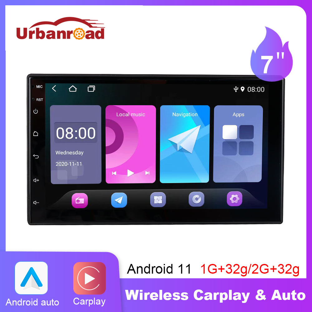 Android 11 7 tommer bilradioafspiller carplay android auto multimedieafspiller bilberøringsskærm auto lyd stereoafspiller 2 din