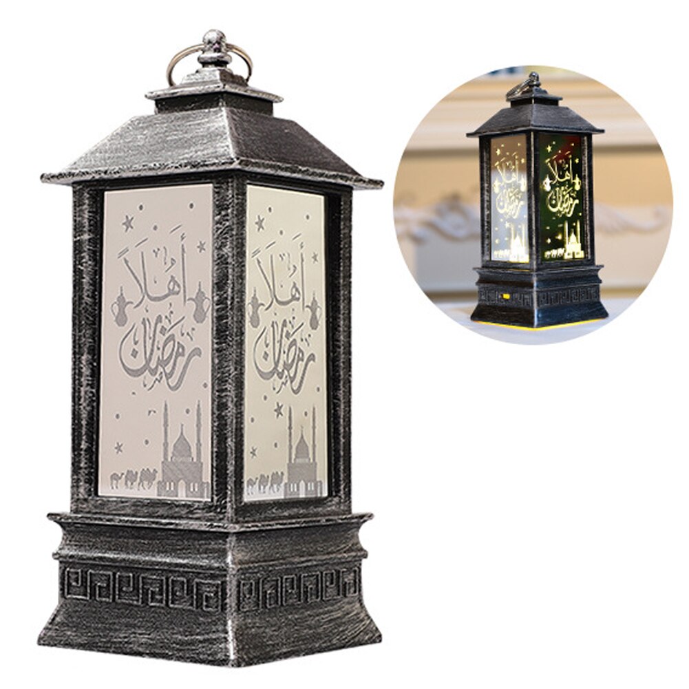 Hanging Lantern 3 PcsButton Battery Ramadan Lantern LED Lights Muslim Party Hanging Decor Supplies Eid Mubarak: Silver