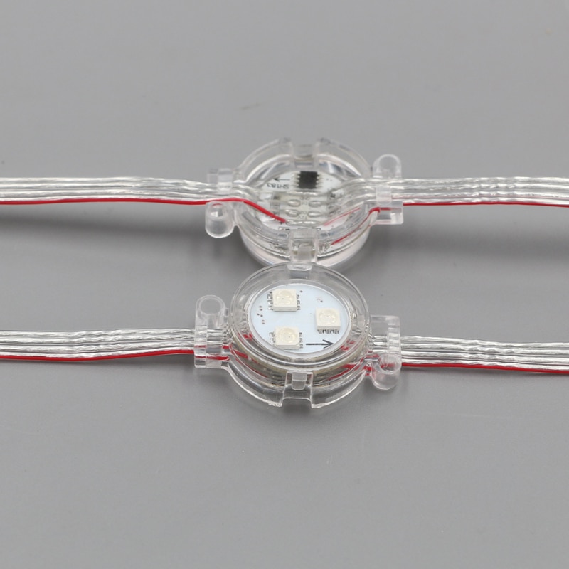 DC12V 30mm WS2811; module intelligent led adressable; 0.72 W; rvb polychrome; couvercle transparent; IP68 évalué; tous les fils clairs