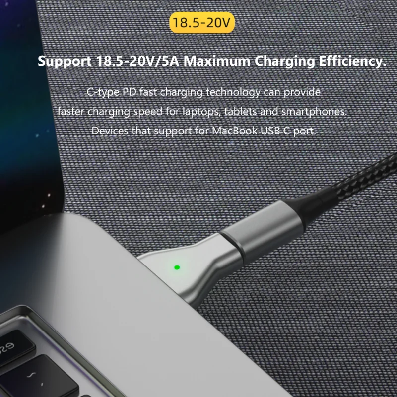 100w Aluminium USB Typ C Magnet-PD-Adapter für Magsafe 1 2 MacBook Air Pro LED-Anzeige Schnell lade magnet Stecker Konverter
