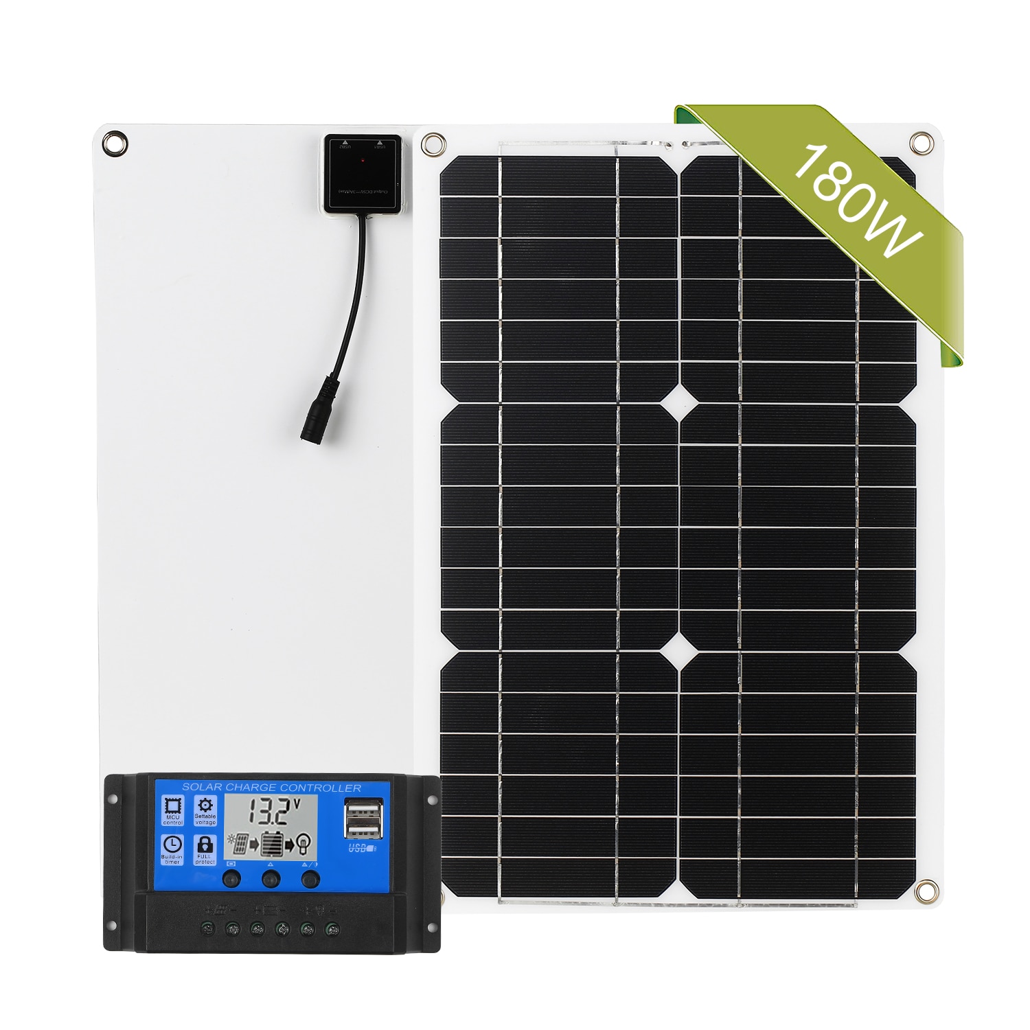 180w 12v solpanel dobbelt usb-port fra gittermonokrystallinsk modul med solopladningsregulator solbatteri udendørs bilbrug