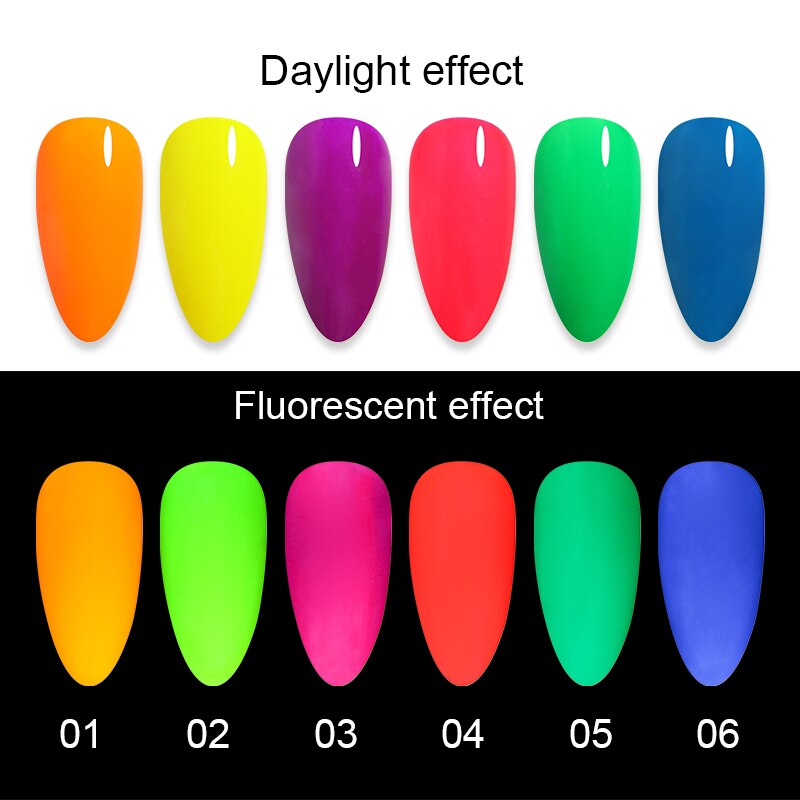 1 låda fluorescerande nagelpulver neonfosfor färgglad nagelkonst glitterpigment som håller längst 3d glödande självlysande dammdekorationer