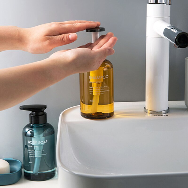 3 stk/sett såpedispenser flaske baderom sjampo flaske stor kapasitet press type lotion kroppsåpe tom flaske sett 300ml/500ml
