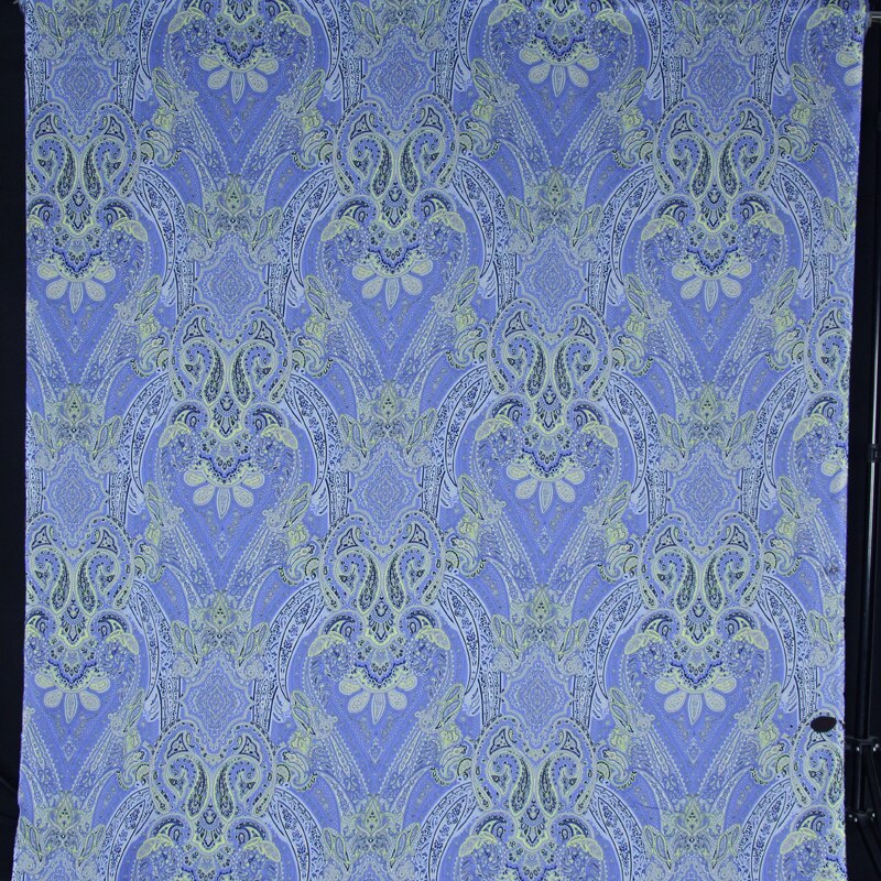Blå geometrisk stil stretch silke georgette gaze stof totem, scg 560