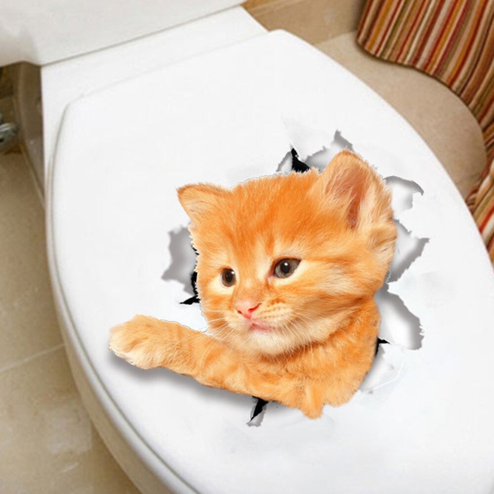 1Pc 3D Pvc Wc Sticker Gat View Leuke Animal Print Decoratie Verschillende Stijlen Creatieve Wc Badkamer Sticker Decoratie