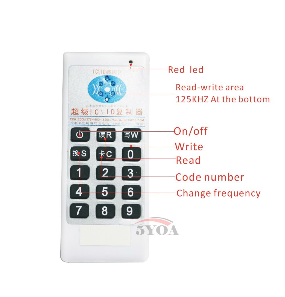 5YOA Handheld 125Khz-13.56MHZ frequency access RFID ID IC Card Duplicator Reader Write Copier + 5pcs 125KHZ EM4305 tags