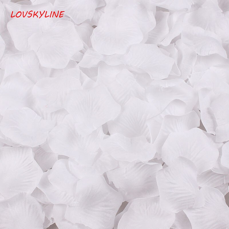 Pétalos artificiales de rosa de seda, blanco, 3000 Uds., decoración de flores para de boda, ,