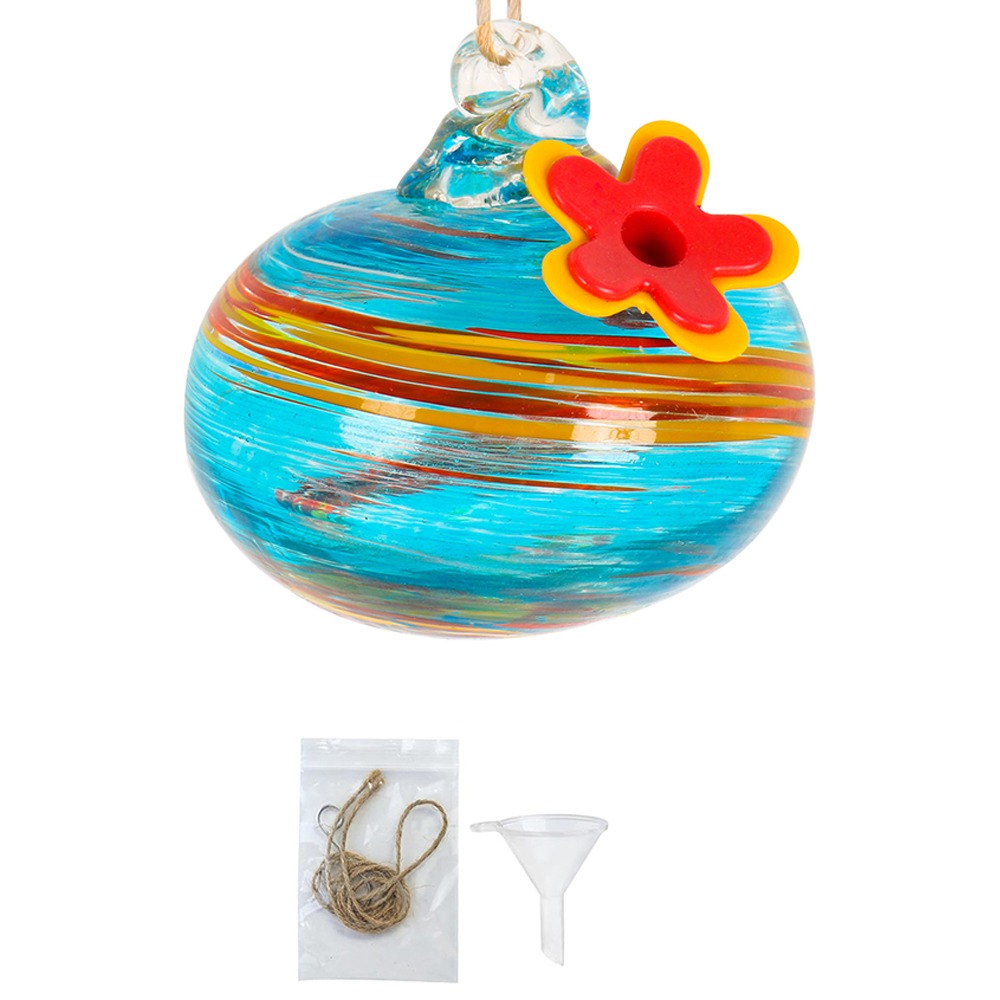 Durable Droplet Shaped Hummingbird Feeder Hanging Glass Ball Bird Automatic Feeder Practical Bird Drinking Fountain For Window: Silver