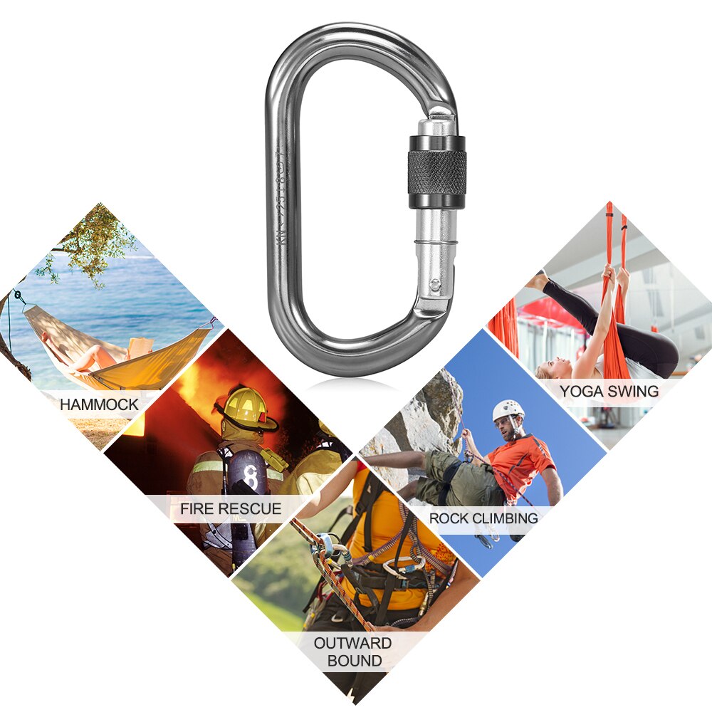 25KN Auto Locking Gate Carabiner Heavy Duty D Shape Buckle Pack Twist Locking Gate Carabiner Climbing Rappelling Canyoning