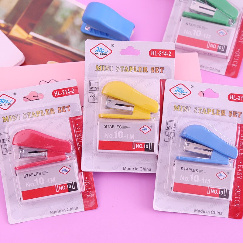 Cartoon Stapler Set Cute Mini Stapler 10# Staples Office Supplies Student Prizes Small