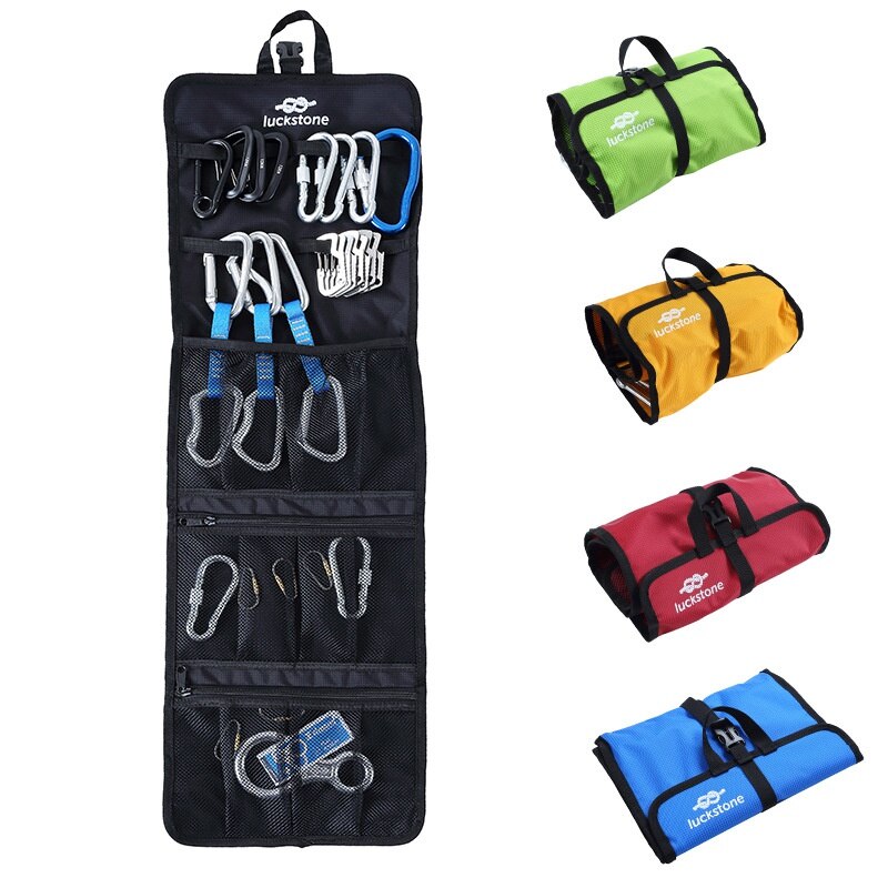 Multifunctional Folding Climbing Rock Quickdraw Sling Carabiner Hook Gear Climbing Wall Equipment Collection Arrange Bag