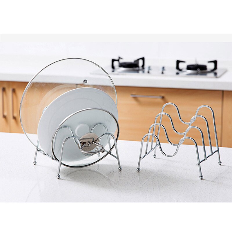 Kitchen Organizer Pot Lid Rack Iron Metal Spoon Holder Pot Lid Shelf Cooking Dish Rack Pan Cover Stand Kitchen Accessories
