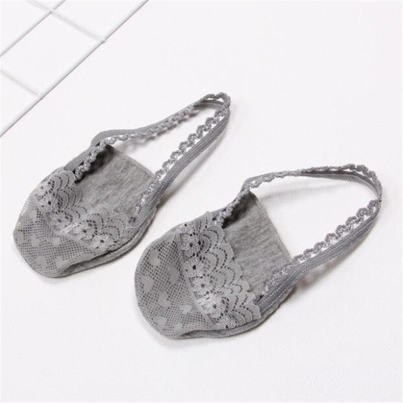 Chaussettes invisibles à talons hauts, 5 paires, semelle intérieure en dentelle, pour femme, chaussettes courtes antidérapantes, printemps été