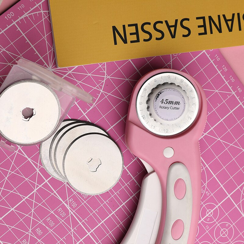 LMDZ 45mm Cutting Ruller Rotary Cutter And Replacement Blades Fabric Patchwork Leather Crafts Cutting Mat Leather Cutting Tools