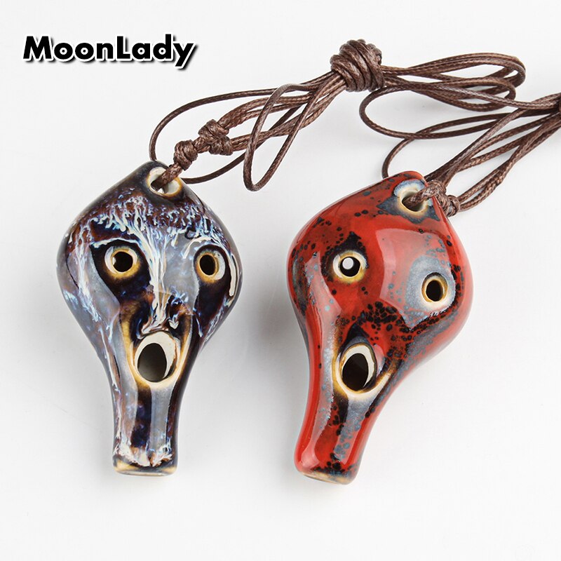 2 Colors Ocarina 6 Hole Kiln-Change Small Ocarina Alto C Tone Beginner Ocarina Tourist Souvenir Teaching Toys Ceramic Pendant