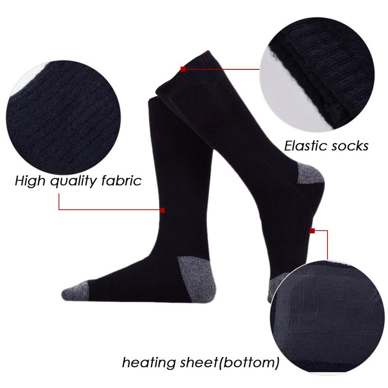 Oplaadbare Katoen Verwarmde Sokken Elektrische Opwarming Kousen Outdoor Benodigdheden Winter Foot Warmer Mannen Vrouwen Sport Verwarming Sokken