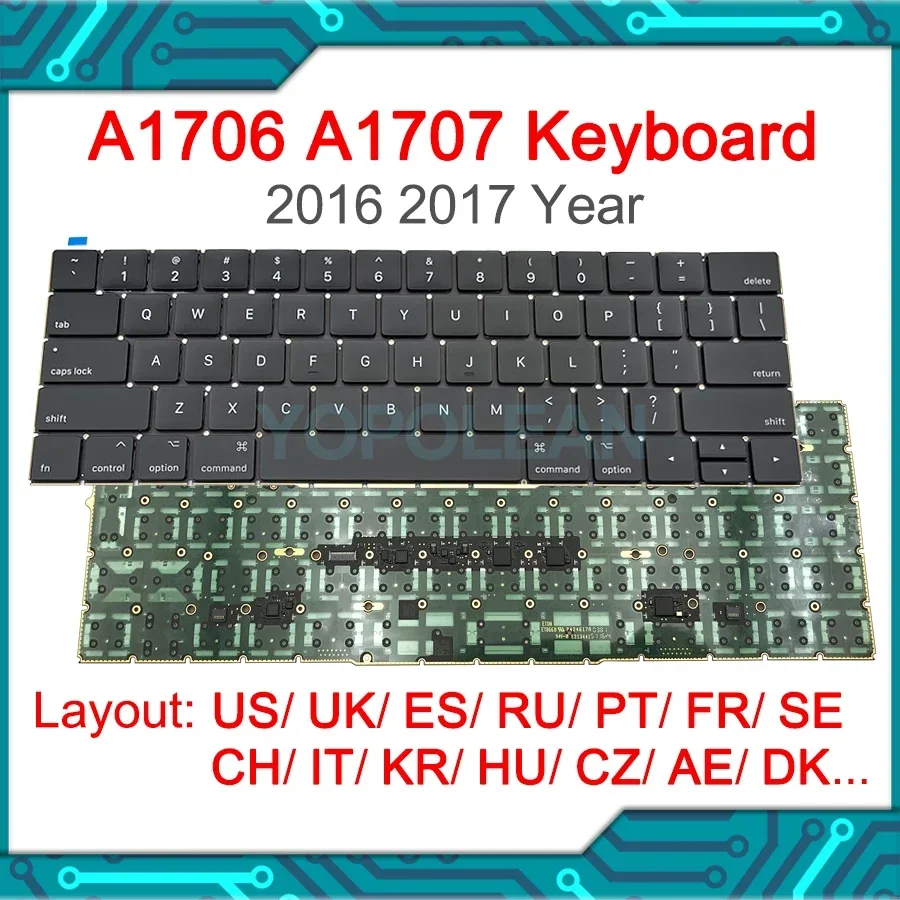 Neue US UK Spanisch Französisch Koreanische Tastatur Für Macbook Pro Retina 13 "15" A1706 A1707 Tastatur Ersatz