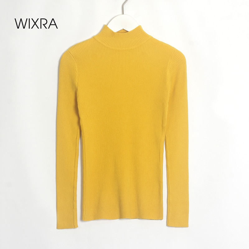 Wixra Hoge Stretch Truien Coltrui Truien Zachte Trekt Heldere Kleur Basic Slim-Fit Strakke Jumper Herfst Winter