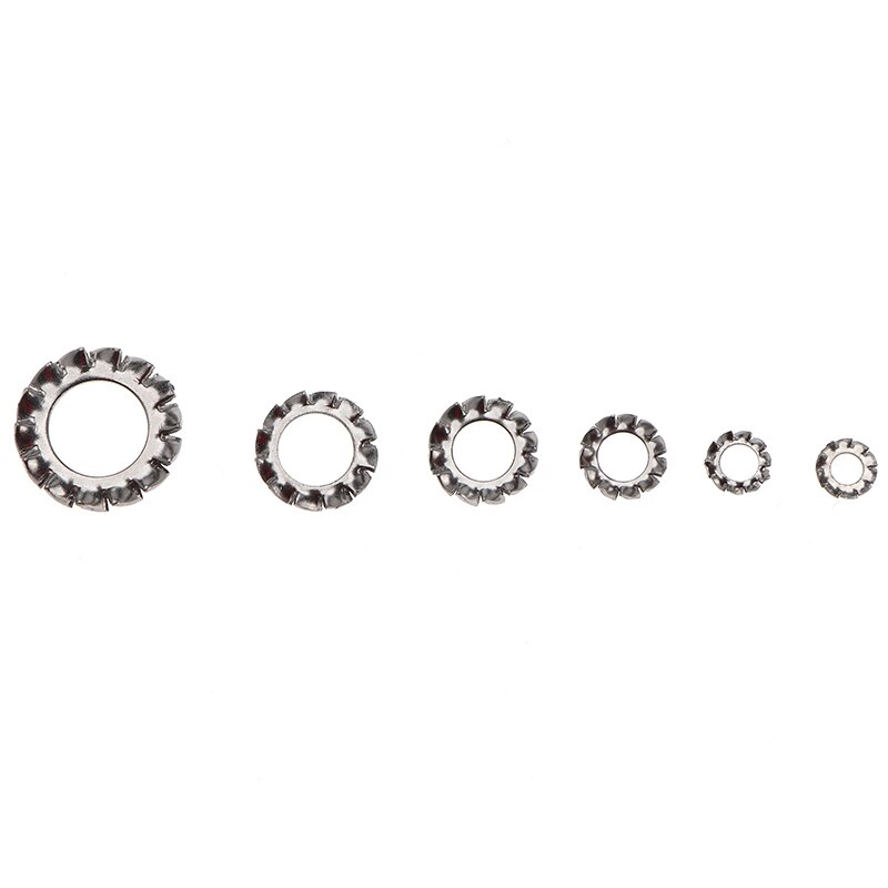 300pcs 304 stainless steel outer serrated lock washer set anti-loosening flat gasket M2.5-M8