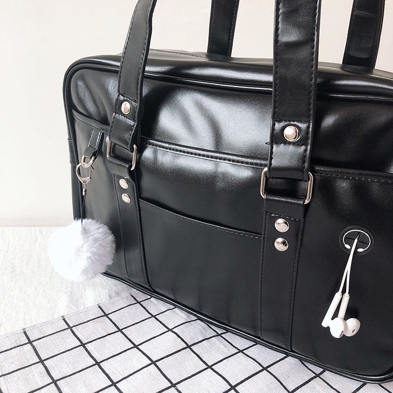 Brown Black Japanese High School Student Bags JK Commuter PU Leather Bookbag Travel Messenger Bag Handbag Cosplay Costume Prop