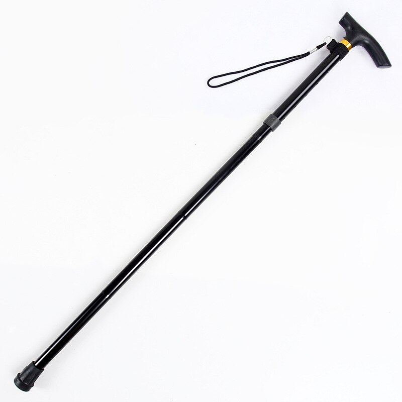 Aluminum Metal Hiking Cane Telescopic Walking Adjustable Stick Travel Cane Hiking Poles Outdoor Walking Stick: Black